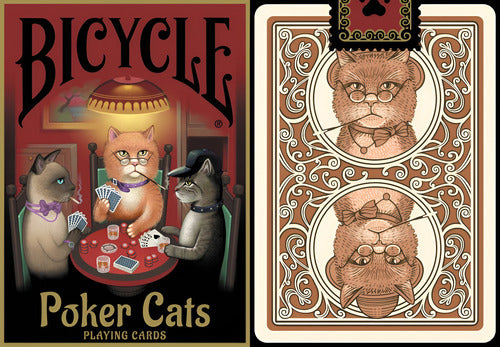 [A PEDIDO] Baraja Gatos Jugando Poker Cats By Bicycle Naipe Inglés Marrón Claro Inglés