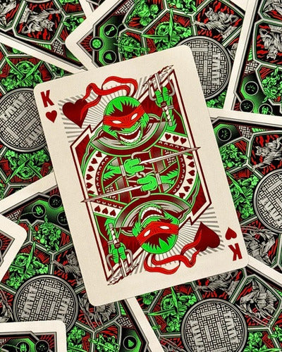Baraja Tortugas Ninjas Teenage Mutant Premium Naipe Poker Negro Inglés