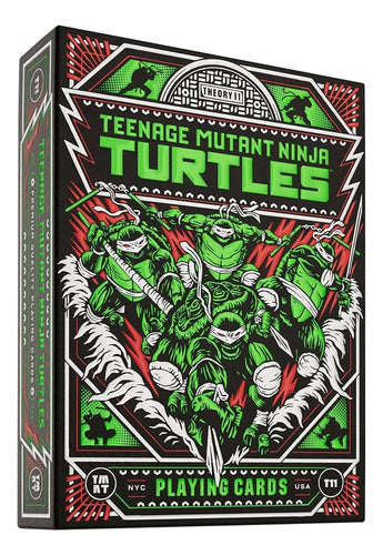Baraja Tortugas Ninjas Teenage Mutant Premium Naipe Poker Negro Inglés