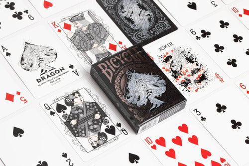 Baraja Dragon Black Negra By Bicycle Naipe Ingles Premium  Negro Inglés