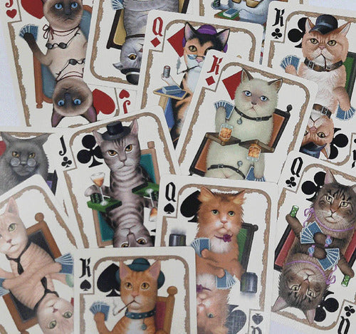 [A PEDIDO] Baraja Gatos Jugando Poker Cats By Bicycle Naipe Inglés Marrón Claro Inglés