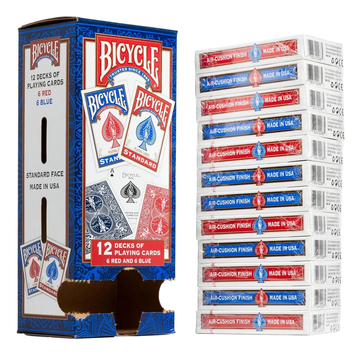 BICYCLE® RIDER BACK STANDARD (BLUE SEAL) - Brick 12 barajas  (6 sets)