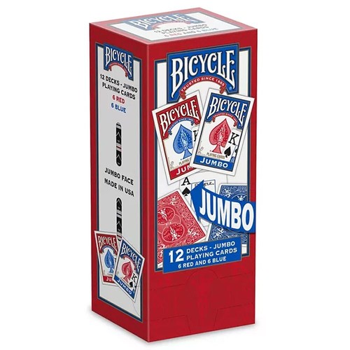 BICYCLE® RIDER BACK JUMBO INDEX  (BLUE SEAL) - Brick 12 barajas  (6 sets)